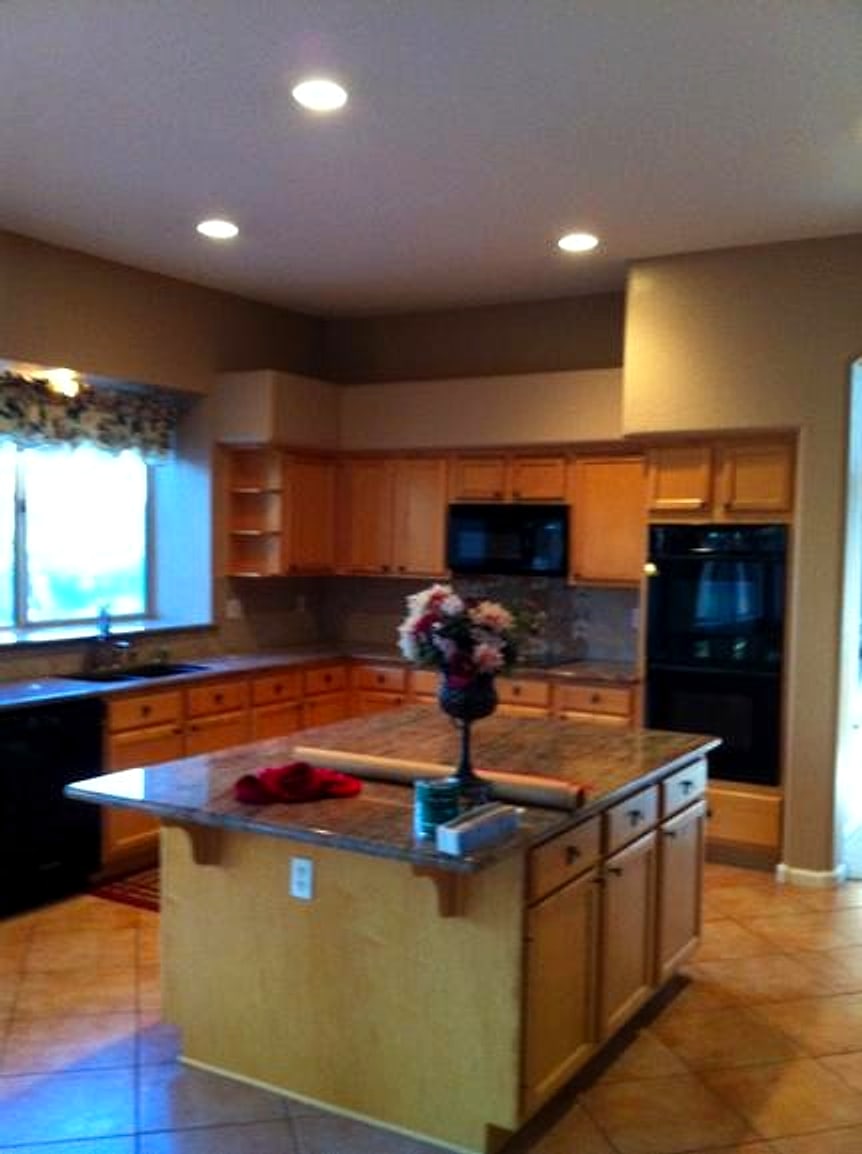 Painted kitchen with an island