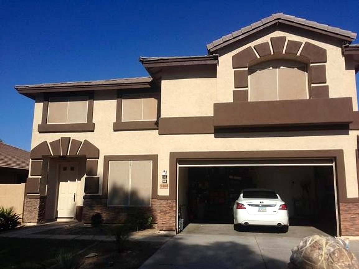 The same home finished in a brown and cream two-tone